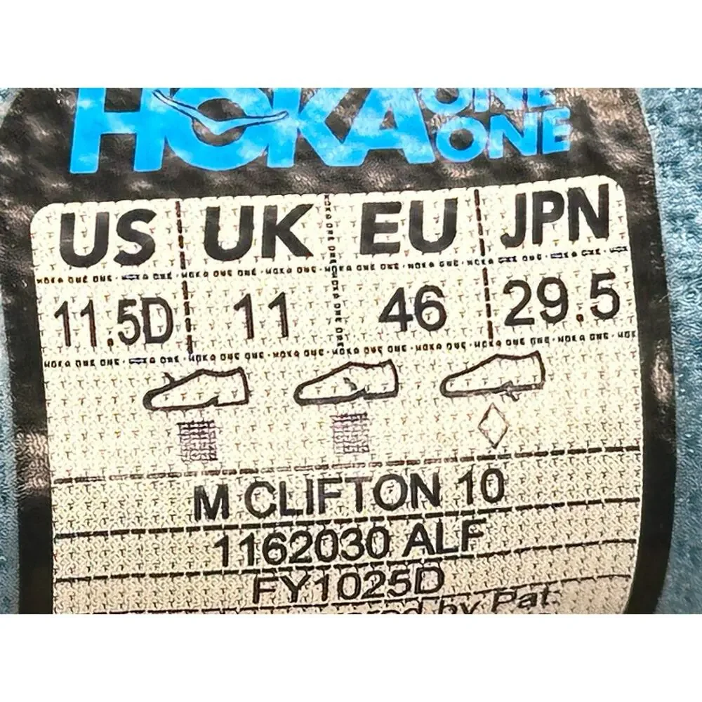 Hoka One One Clifton 10 1162030-ALF Athletic Sneaker Men's 11.5D Blue Jacquard